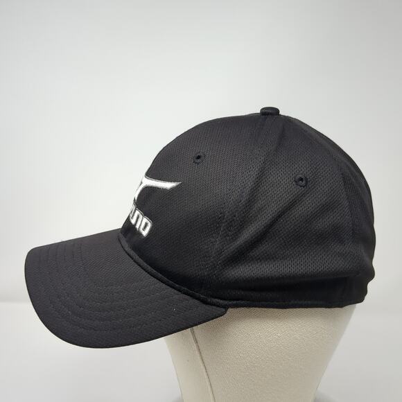 Mizuno Fitted Baseball Hat Black Large Solid Embroidered Vent Holes - Picture 3 of 9